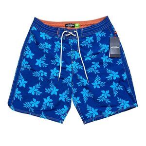 Quiksilver Mens Size 32 Waterman Monaco‎ Blue Throwback Print Board Shorts NWT